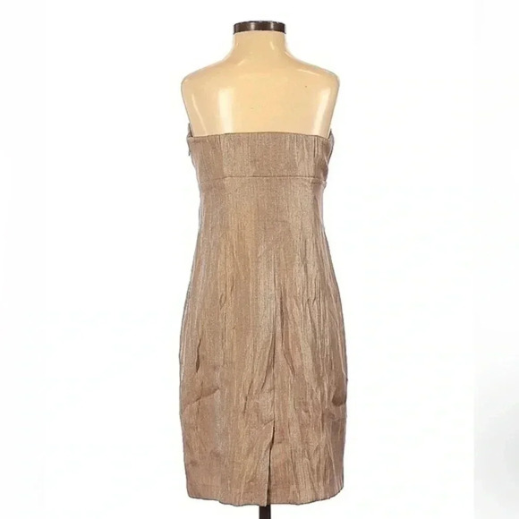 The Limited | Y2K Tan Bronze Metallic Sweetheart Neckline Strapless Dress Size 0 - Picture 2 of 2